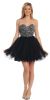Strapless Bejeweled Bodice Short Tulle Prom Party Dress in Black